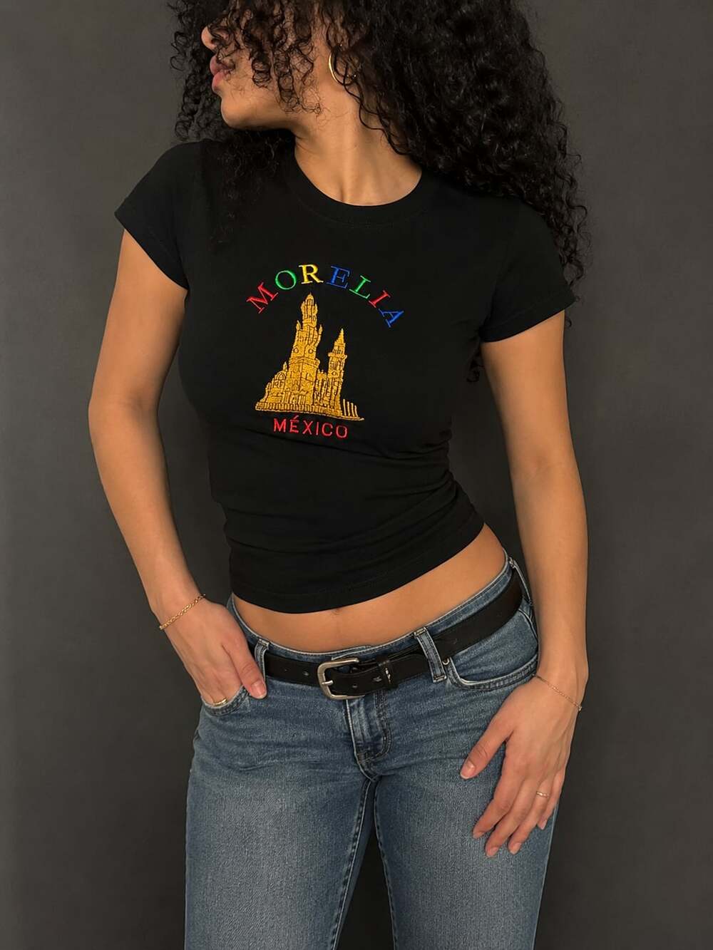 Morelia Mexico Embroidered Cathedral Souvenir Baby Tee